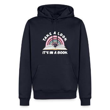 Bücher Buch Lesen Lesewurm Bücherwurm Bookaholic - Männer Premium Bio Hoodie - Navy - Vorne - Nico (187cm)
