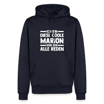 Marion - Männer Premium Bio Hoodie - Navy - Vorne - Nico (187cm)