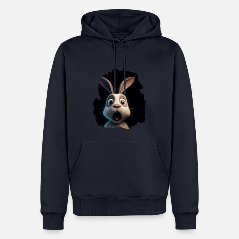 Lapin choqué - Sweat à capuche Premium bio Homme - bleu marine