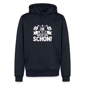 Laura - Männer Premium Bio Hoodie - Navy - Vorne - Nico (187cm)