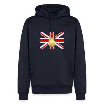 Couronnement du roi britannique Charles Angleterre Drapeau - Sweat à capuche Premium bio Homme - bleu marine - Devant - Nico (187cm)