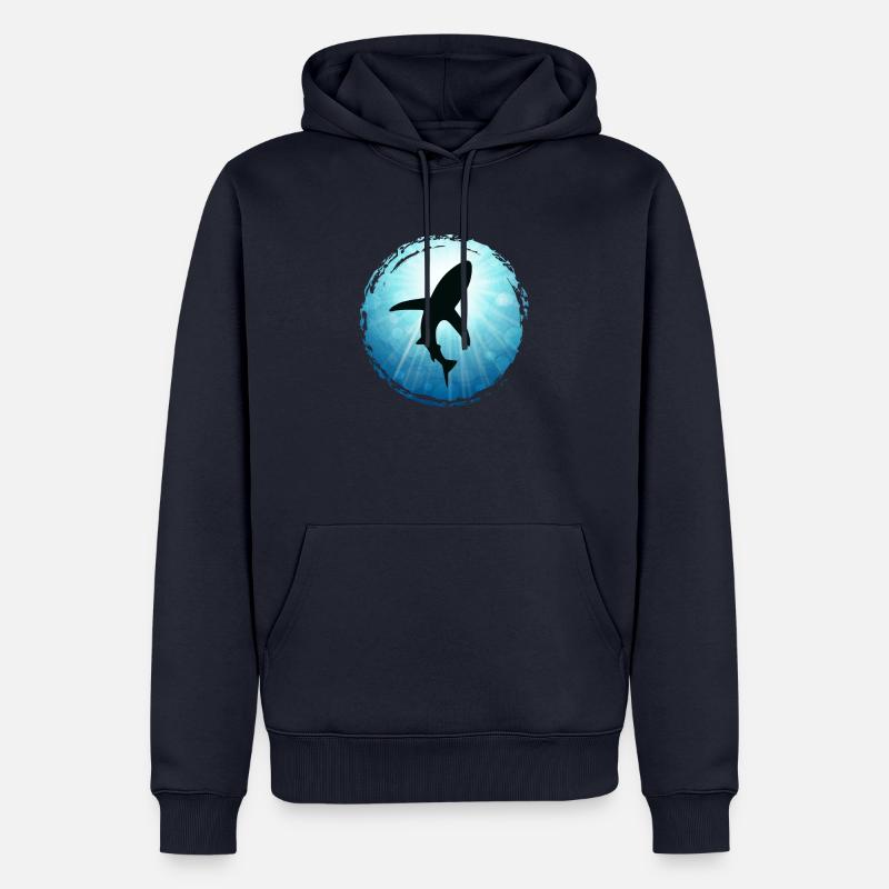 XASTY Requins Océan Requins Plongée apnée Apnée - Sweat à capuche Premium bio Homme - bleu marine