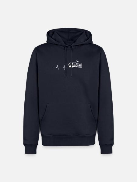 Simson Star Herzschlag EKG Pulslinie Heartbeat - Männer Premium Bio Hoodie - Navy