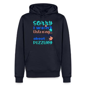 Hobby Puzzler Puzzler-Puzzle mit lustigem Zitat - Männer Premium Bio Hoodie - Navy - Vorne - Nico (187cm)