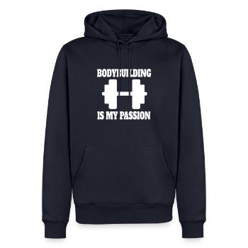 Fitness Muskel Krafttraining Sportler Bodybuilder - Männer Premium Bio Hoodie - Navy - Vorne - Nico (187cm)