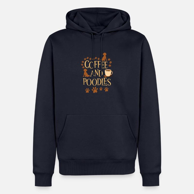 Café et caniche - Sweat à capuche Premium bio Homme - bleu marine