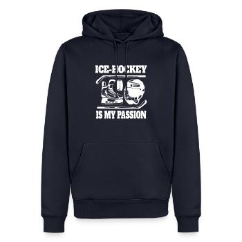 Eishockey Wintersport Eishockeyteam Geschenk - Männer Premium Bio Hoodie - Navy - Vorne - Nico (187cm)