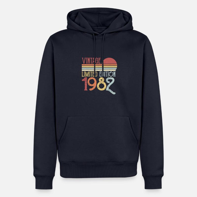 1982 Édition limitée - Sweat à capuche Premium bio Homme - bleu marine