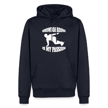 Snowboard Sports d’hiver Snowboarder Dicton - Sweat à capuche Premium bio Homme - bleu marine - Devant - Nico (187cm)