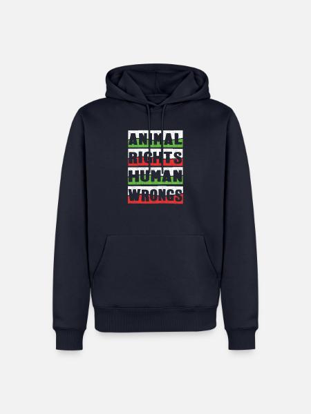 Animal Rights - Animal Rights Human Wrongs - Männer Premium Bio Hoodie - Navy