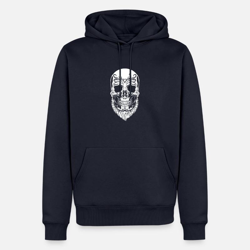 Barbe Barbe Crâne complet - Sweat à capuche Premium bio Homme - bleu marine