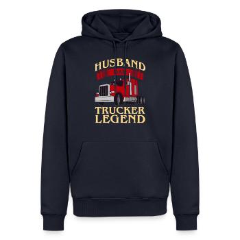 Husband Dad Trucker Legend - Men’s Premium Organic Hoodie - navy - Front - Nico (187cm)