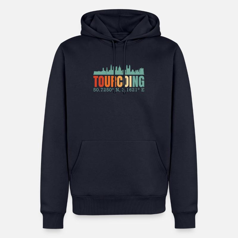 Tourcoing - Sweat à capuche Premium bio Homme - bleu marine