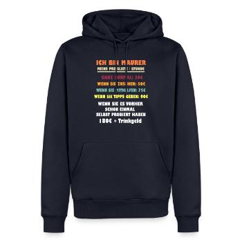 Ich bin MAURER Preisliste - Männer Premium Bio Hoodie - Navy - Vorne - Nico (187cm)