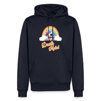 Funny unicorn with rainbow and saying - Men’s Premium Organic Hoodie - navy - Front - Nico (187cm)