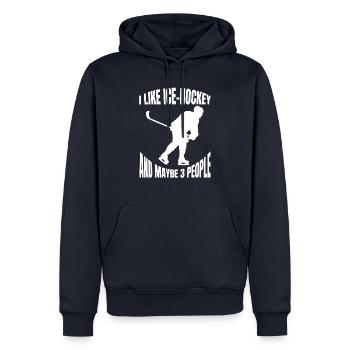 Joueur de hockey sur glace Fan de hockey sur glace Équipe de hockey sur glace - Sweat à capuche Premium bio Homme - bleu marine - Devant - Nico (187cm)
