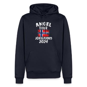 JÖKELFJORD 2024 - Voyage de pêche Norvège - Sweat à capuche Premium bio Homme - bleu marine - Devant - Nico (187cm)