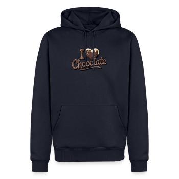 Chocolate Passion I Love Chocolate - Männer Premium Bio Hoodie - Navy - Vorne - Nico (187cm)