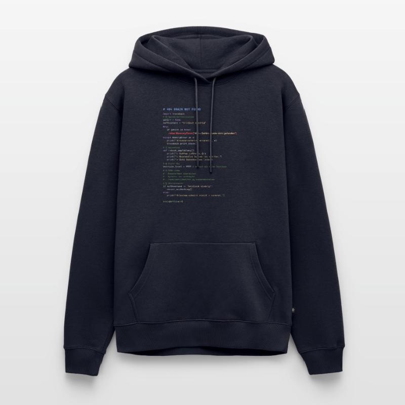 404 Cerveau introuvable Code Python Sweat à capuche Premium bio Homme