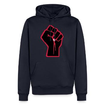 Fist avec le coeur - Sweat à capuche Premium bio Homme - bleu marine - Devant - Nico (187cm)