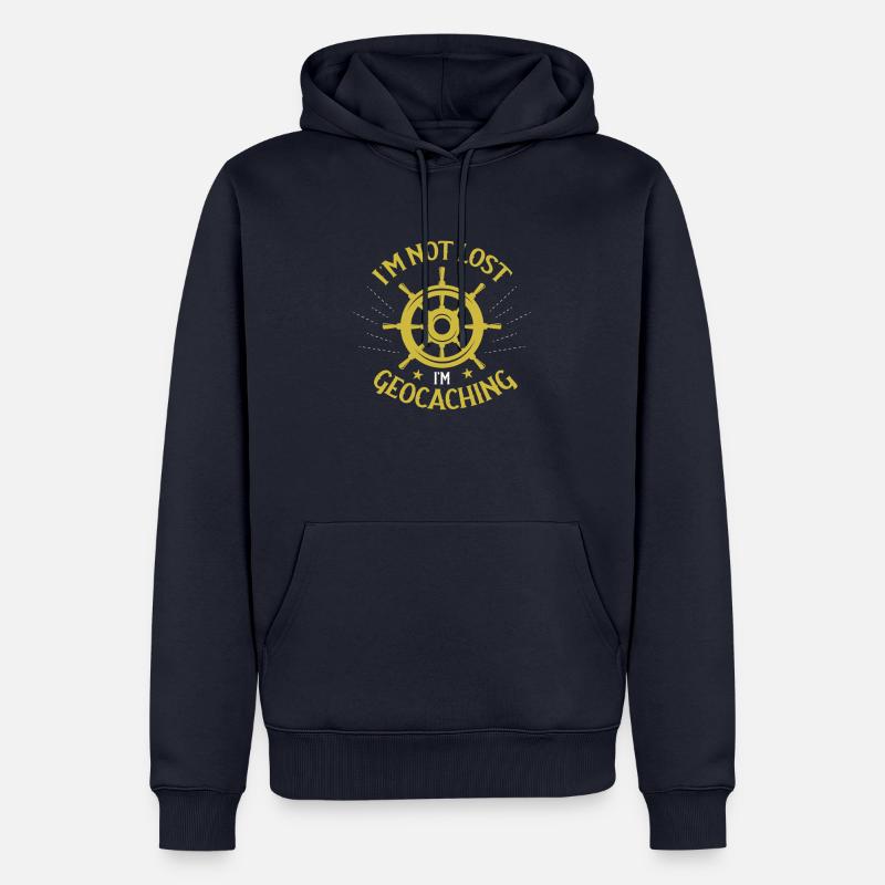 Conception de géocaching - Sweat à capuche Premium bio Homme - bleu marine