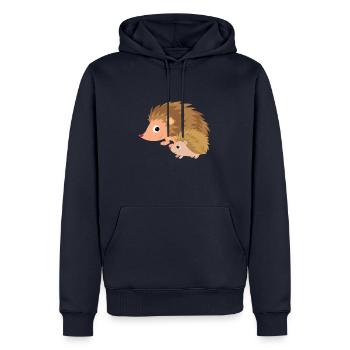 Hérisson avec bébé hérisson - Sweat à capuche Premium bio Homme - bleu marine - Devant - Nico (187cm)