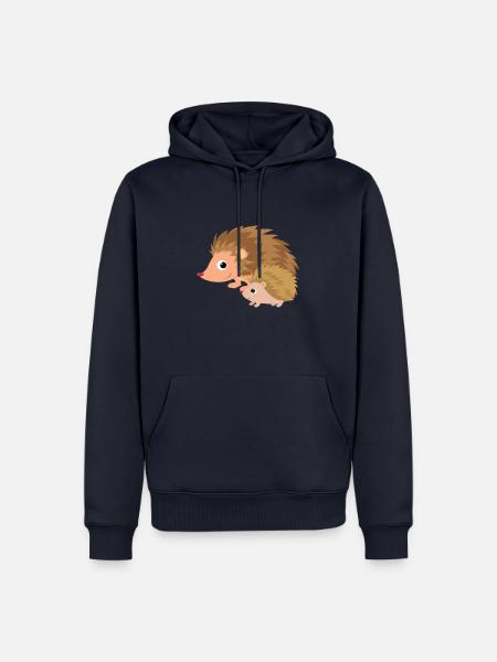 Hérisson avec bébé hérisson - Sweat à capuche Premium bio Homme - bleu marine