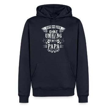 Superhelden ohne Umhang nennt man Papa - Männer Premium Bio Hoodie - Navy - Vorne - Nico (187cm)