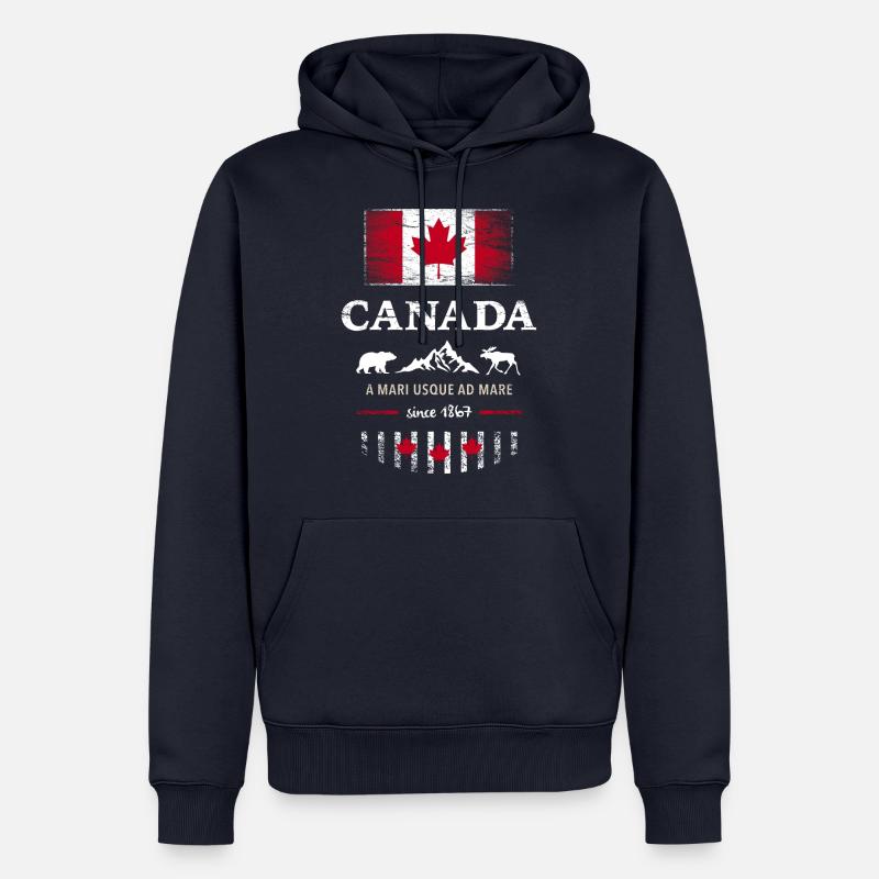 Drapeau unifolié Canada Canada Amérique - Sweat à capuche Premium bio Homme - bleu marine