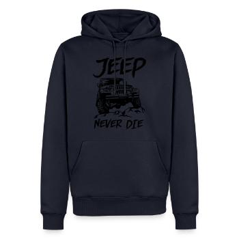 Jeep Never La - Sweat à capuche Premium bio Homme - bleu marine - Devant - Nico (187cm)