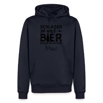 Schlager Und Bier Darum Bin Ich Hier - Schlager - Männer Premium Bio Hoodie - Navy - Vorne - Nico (187cm)