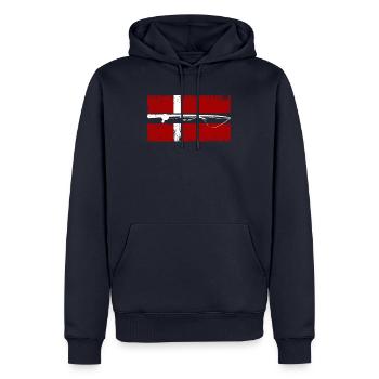 Dänemark Flagge Fischer & Dänischer Angler - Männer Premium Bio Hoodie - Navy - Vorne - Nico (187cm)