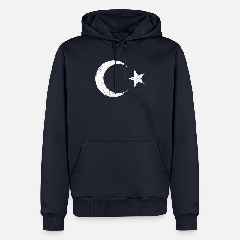 Drapeau turc et turc - Sweat à capuche Premium bio Homme - bleu marine
