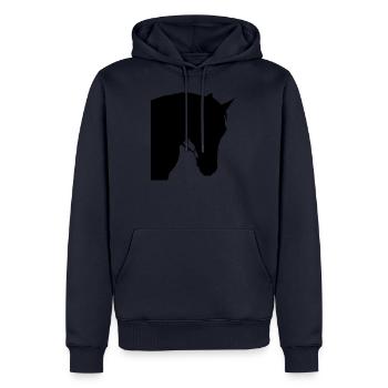 Pferdekopf 6 - Männer Premium Bio Hoodie - Navy - Vorne - Nico (187cm)