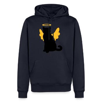 Katze mit Engelsflügel und Heiligenschein - Männer Premium Bio Hoodie - Navy - Vorne - Nico (187cm)