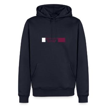 boykott katar,katar,flagge, wm,schrift - Männer Premium Bio Hoodie - Navy - Vorne - Nico (187cm)