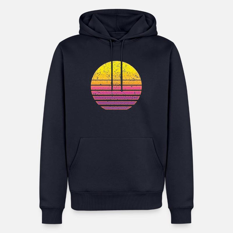 Sonne Synthwave Retro - Männer Premium Bio Hoodie - Navy