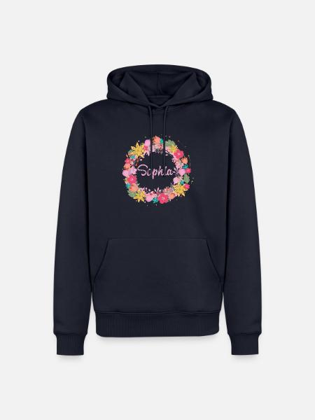 sohia,blumen,blumenkranz,floral,illustration - Männer Premium Bio Hoodie - Navy