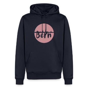 Bern, skyline, Kreis, lila, scherenschnitt, Braun - Männer Premium Bio Hoodie - Navy - Vorne - Nico (187cm)