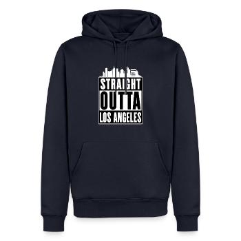 Straight Outta Los Angeles - Männer Premium Bio Hoodie - Navy - Vorne - Nico (187cm)