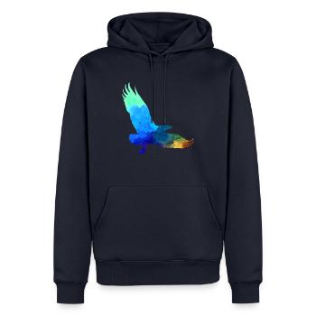 aigle, aquarelle, bleu, coloré, peinture, oiseau, turquoise - Sweat à capuche Premium bio Homme - bleu marine - Devant - Nico (187cm)