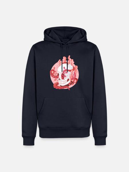 Oktopus im Totenschädel unter Wasser vor Tauchern - Männer Premium Bio Hoodie - Navy