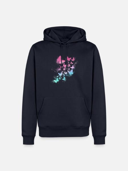Schmetterlinge, Aquarell, bunt,malerei, graffiti - Männer Premium Bio Hoodie - Navy