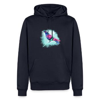 sourd coloré, sourd, oiseau, aquarelle, graffiti - Sweat à capuche Premium bio Homme - bleu marine - Devant - Nico (187cm)