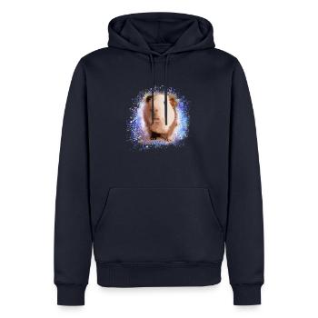 cochon d’Inde, graffiti, peinture, vert, bleu - Sweat à capuche Premium bio Homme - bleu marine - Devant - Nico (187cm)