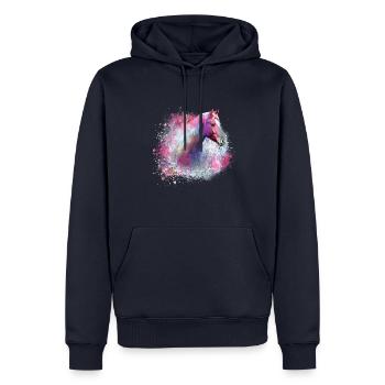 haflinger,pferd,graffiti, malerei, pferdekopf,bunt - Männer Premium Bio Hoodie - Navy - Vorne - Nico (187cm)