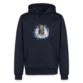 luchs,katze,blau,malerei,aquarell,blau - Männer Premium Bio Hoodie - Navy - Vorne - Nico (187cm)