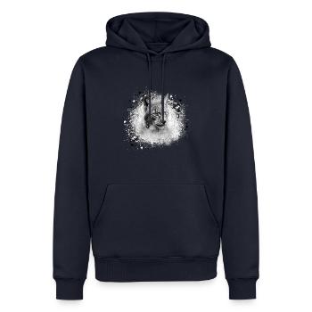 luchs,katze,blau,malerei,aquarell,grau - Männer Premium Bio Hoodie - Navy - Vorne - Nico (187cm)
