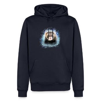 furets,bleu,graffiti,iltis - Sweat à capuche Premium bio Homme - bleu marine - Devant - Nico (187cm)