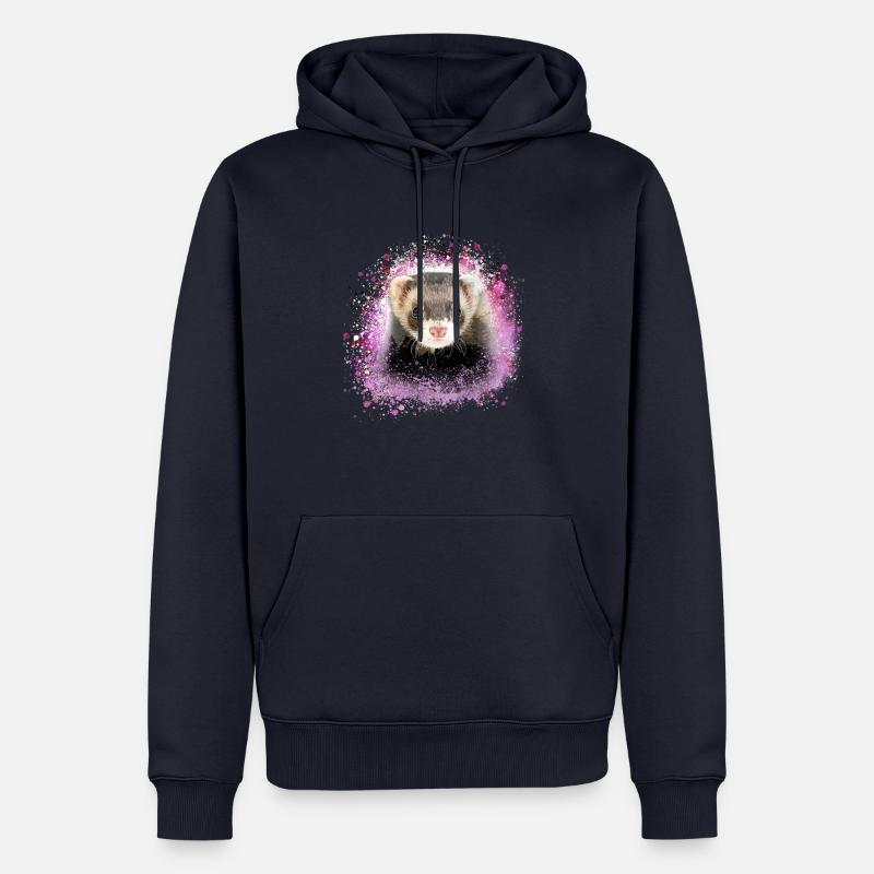 frettchen,rosa,graffiti,iltis - Männer Premium Bio Hoodie - Navy